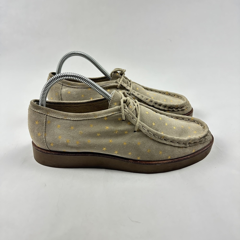 THE GREAT Scout Platform Loafers Womens 10 Taupe Star Print Shearling Suede‎